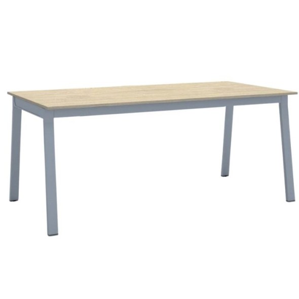 Schreibtisch, Mehrzwecktisch PRIMO BASIC, 180x90 cm, graues Fußgestell, Eiche natur