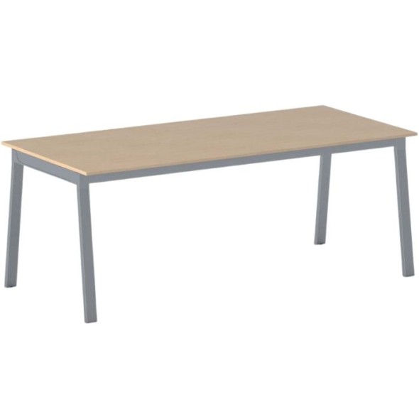 Tisch PRIMO BASIC mit grausilbernem Gestell, 2000 x 900 x 750 mm, Buche