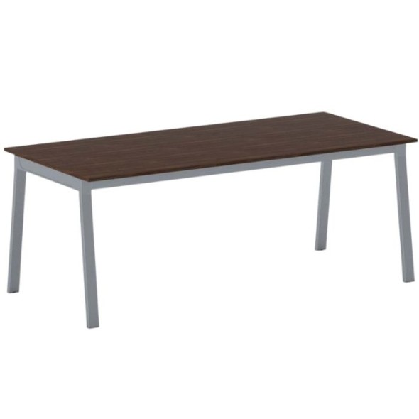 Tisch PRIMO BASIC mit grausilbernem Gestell, 2000 x 900 x 750 mm, Nussbaum