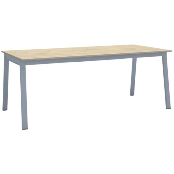 Schreibtisch, Mehrzwecktisch PRIMO BASIC, 200x90 cm, graues Fußgestell, Eiche natur