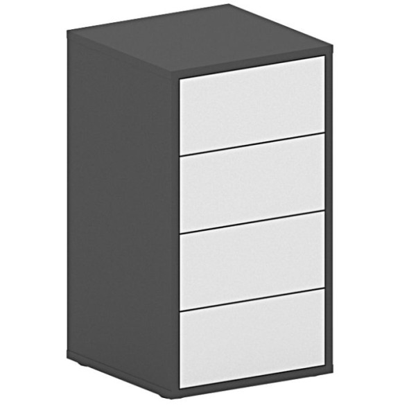 Büro-Schubladencontainer FUTURE, 710x400x400 mm, Weiß/Graphit
