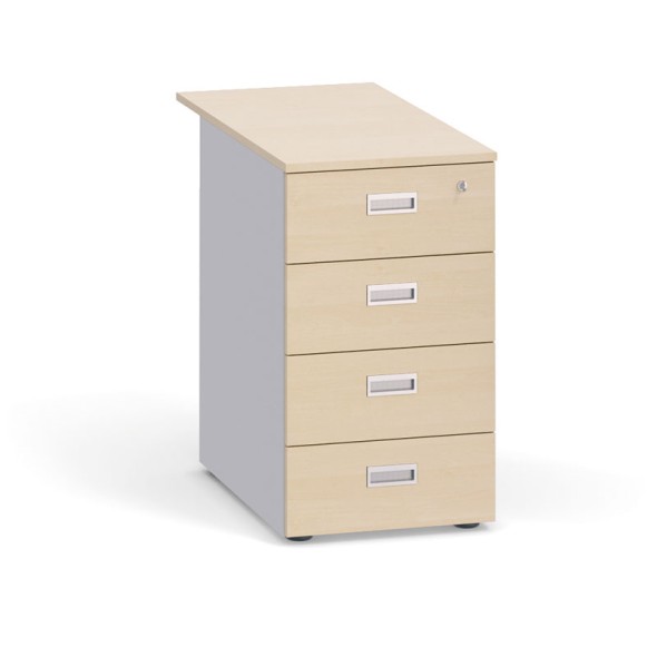 Schreibtischcontainer, Beistellcontainer PRIMO, 4 Schubladen, grau / Birke