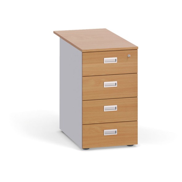 Schreibtischcontainer, Beistellcontainer PRIMO, 4 Schubladen, grau / Buche