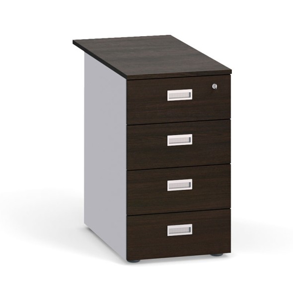Schreibtischcontainer, Beistellcontainer PRIMO, 4 Schubladen, grau / Wenge