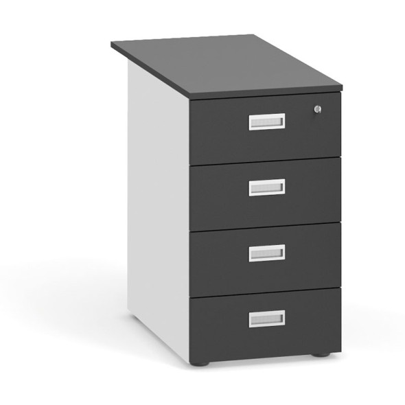Schreibtischcontainer, Beistellcontainer PRIMO, 4 Schubladen, weiß / Graphit