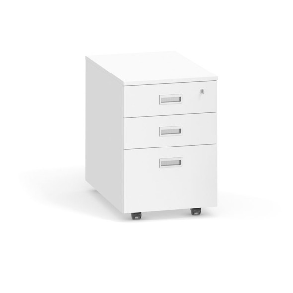 Schreibtischcontainer, Rollcontainer mit Hängeregister PRIMO, 3 Schubladen, weiß