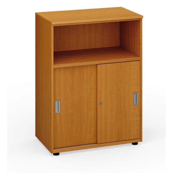 Büroschrank kombiniert PRIMO Classic, Schiebetür, 1087x800x420 mm, Kirschbaum