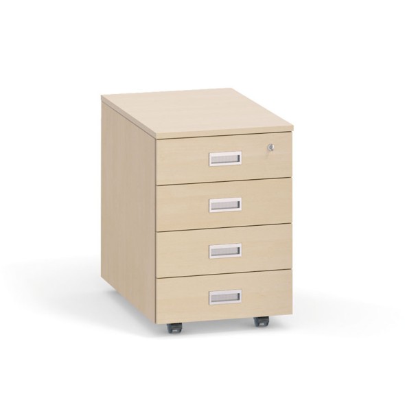 Schreibtischcontainer, Rollcontainer PRIMO Classic, 4 Schubladen, Birke