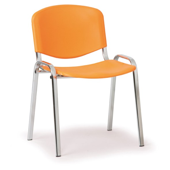 Kunststoffstuhl ISO, orange, verchromte Konstruktion